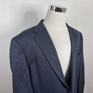 Joseph Abboud 48L Sport Coat Silk Wool Blue Knit Two Button Double Vented